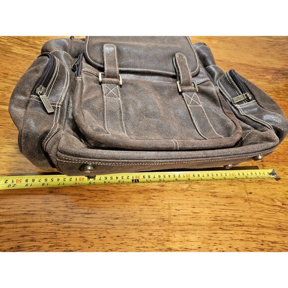 Claire Chase Jumbo Leather Laptop Backpack Brown Fits 17" Computer Bag #329 - Picture 6 of 10